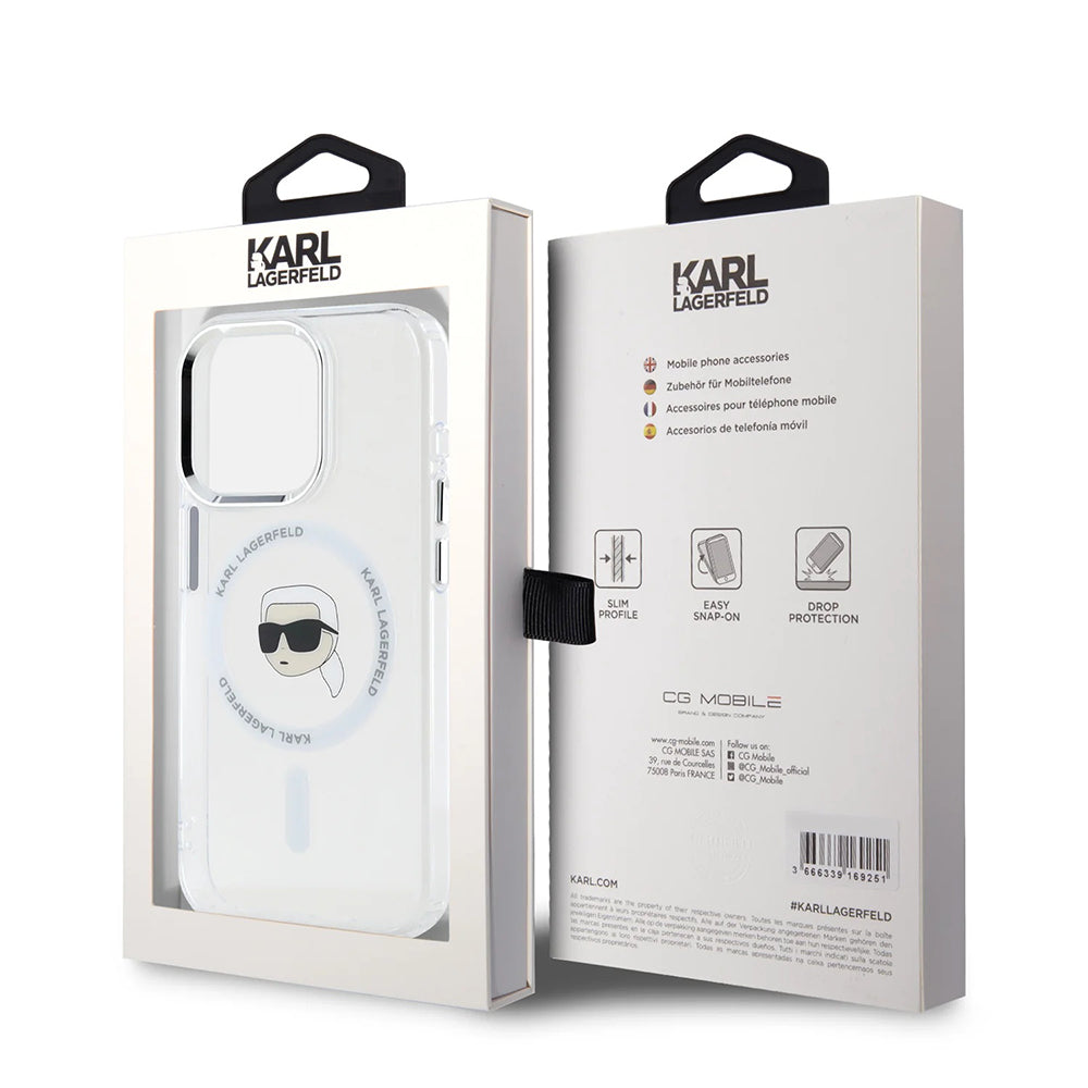Futrola MagSafe za Apple iPhone 16 Pro, Karl Lagerfeld, IML Metal Karl's Head, Bijela