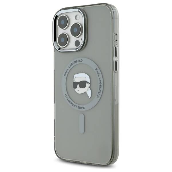 Futrola MagSafe za Apple iPhone 16 Pro, Karl Lagerfeld, IML Metal Karl's Head, Crna