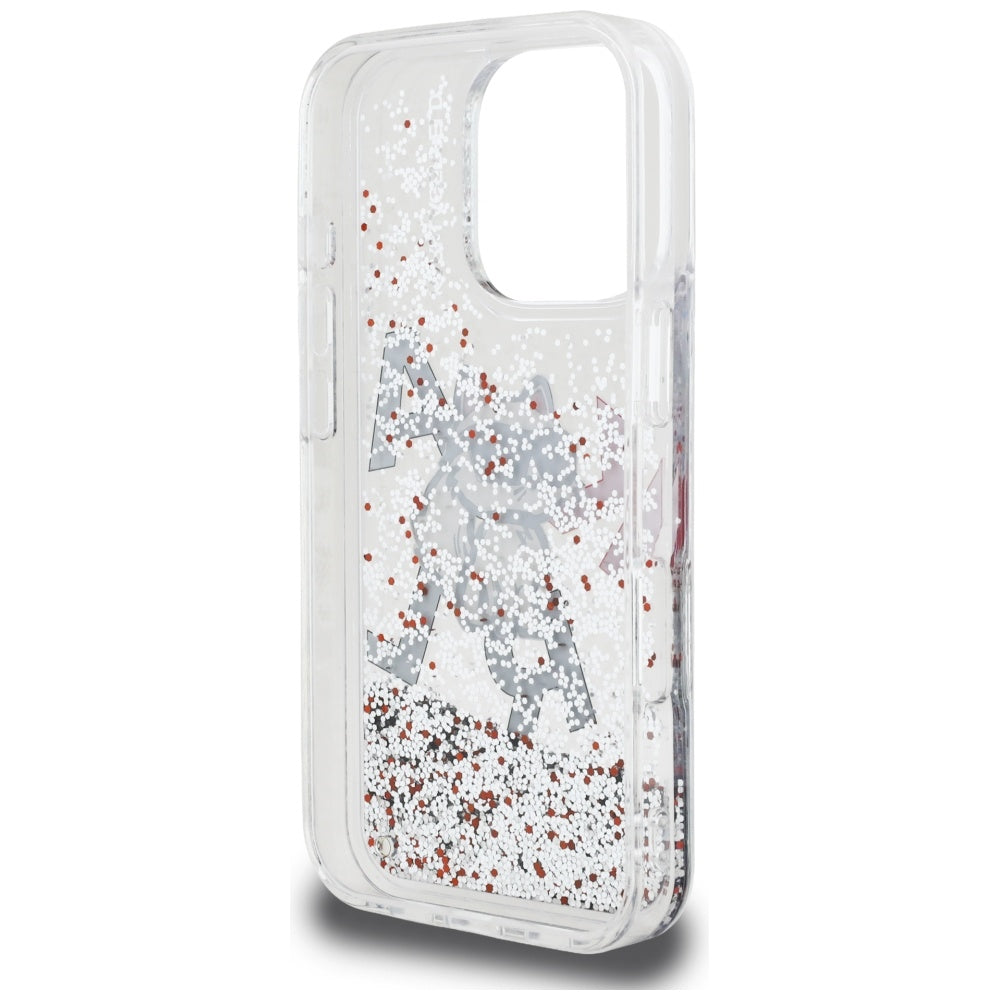 Husa MagSafe za Apple iPhone 16 Pro, Karl Lagerfeld, Liquid Glitter Choupette Logo, Prozirna