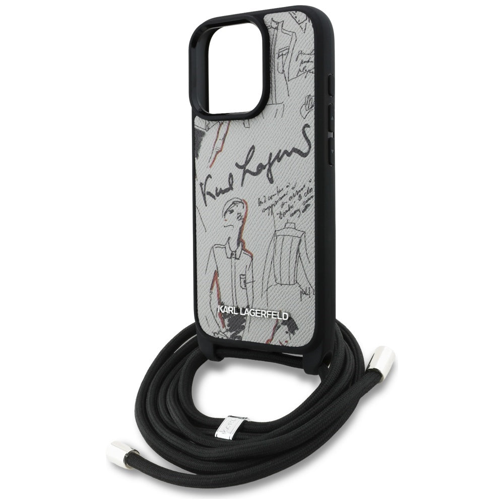 MagSafe torbica za Apple iPhone 16 Pro, Karl Lagerfeld, Saffiano Crossbody, Siva