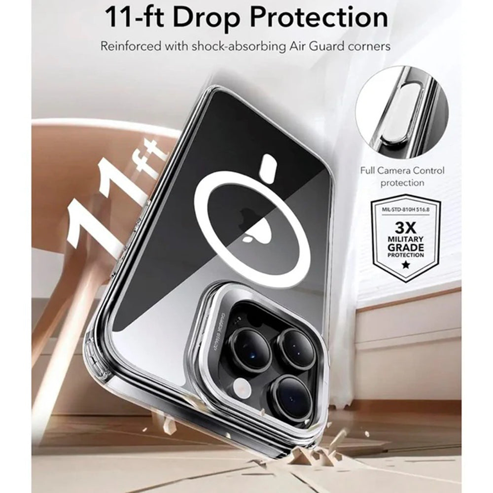 Futrola MagSafe za Apple iPhone 16 Pro Max, ESR, Classic Hybrid Kickstand Slide, Prozirna
