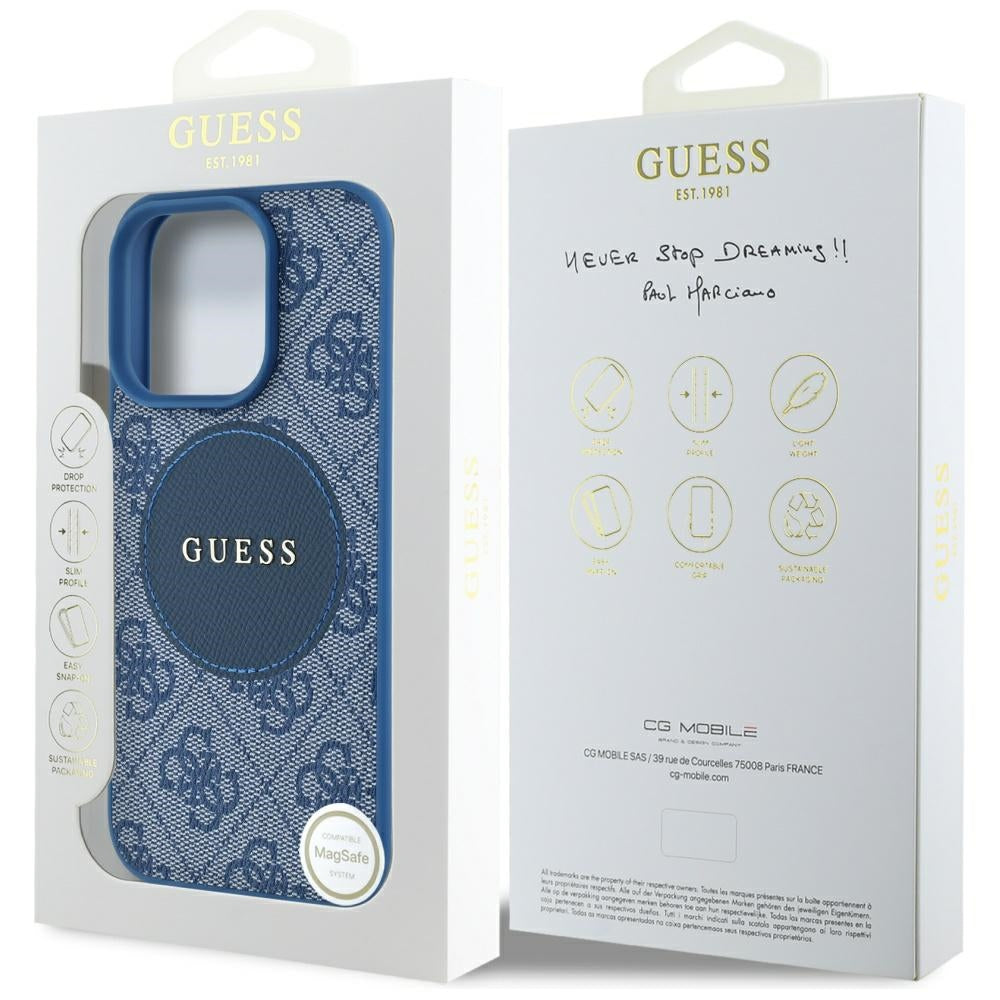MagSafe futrola za Apple iPhone 16 Pro Max, Guess, 4G Circle Classic Logo, Plava