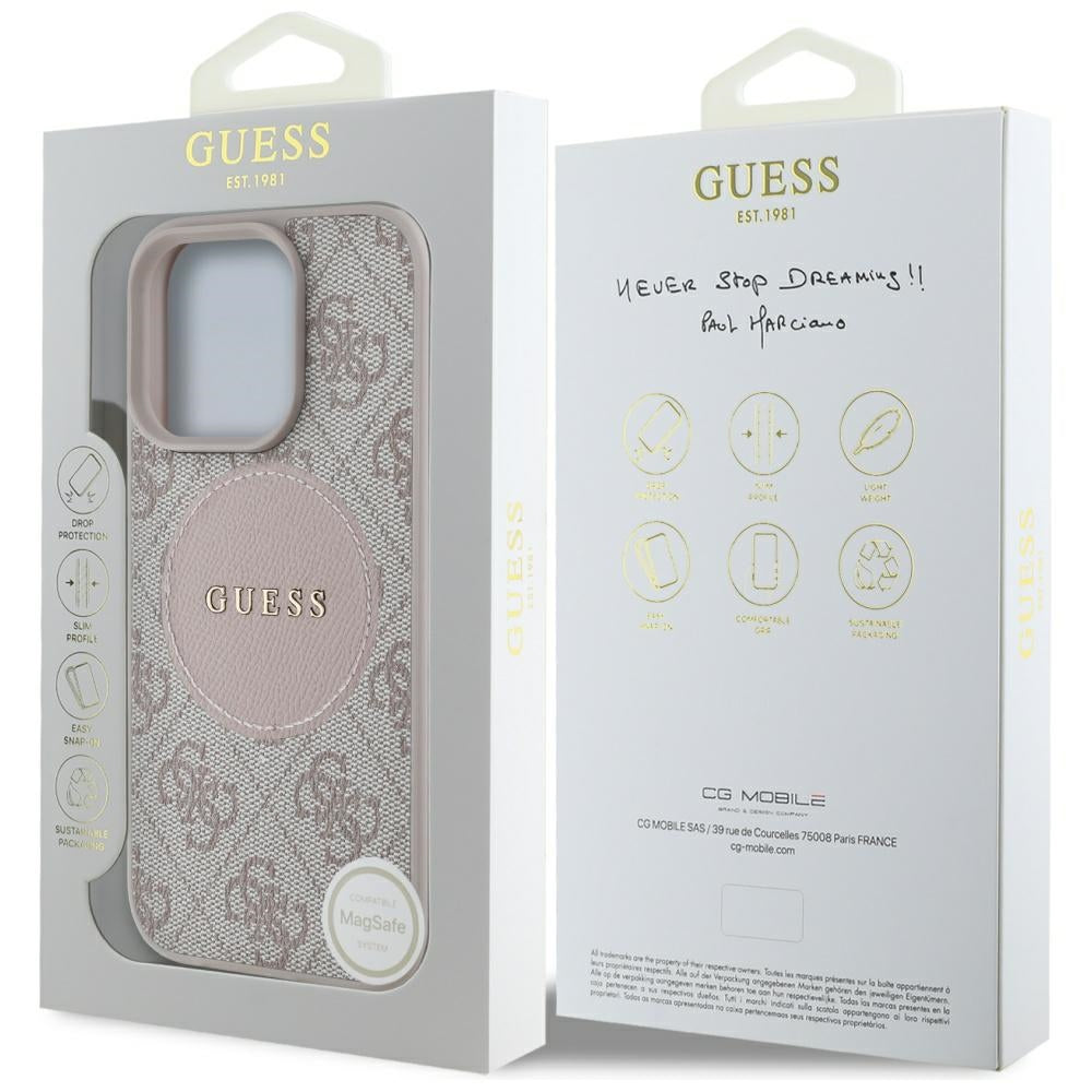 MagSafe futrola za Apple iPhone 16 Pro Max, Guess, 4G Circle Classic Logo, Roza