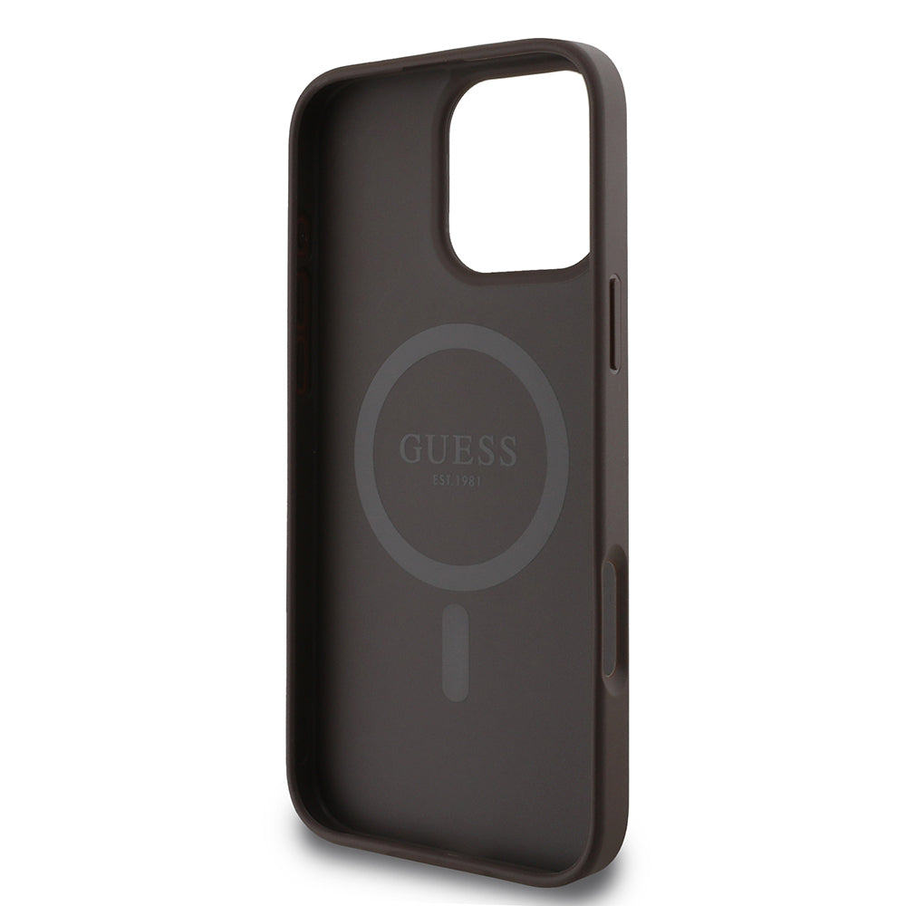 MagSafe futrola za Apple iPhone 16 Pro Max, Guess, 4G Printed Stripes, smeđa