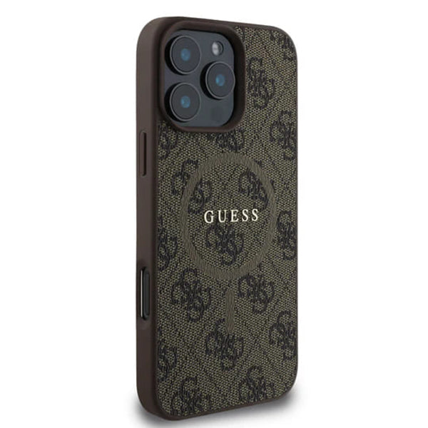 MagSafe futrola za Apple iPhone 16 Pro Max, Guess, 4G Ring Classic Logo, smeđa