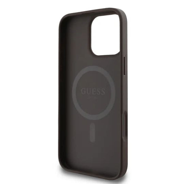 MagSafe futrola za Apple iPhone 16 Pro Max, Guess, 4G Ring Classic Logo, smeđa