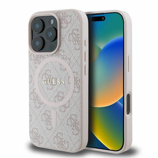 MagSafe futrola za Apple iPhone 16 Pro Max, Guess, 4G Ring Classic Logo, Roza