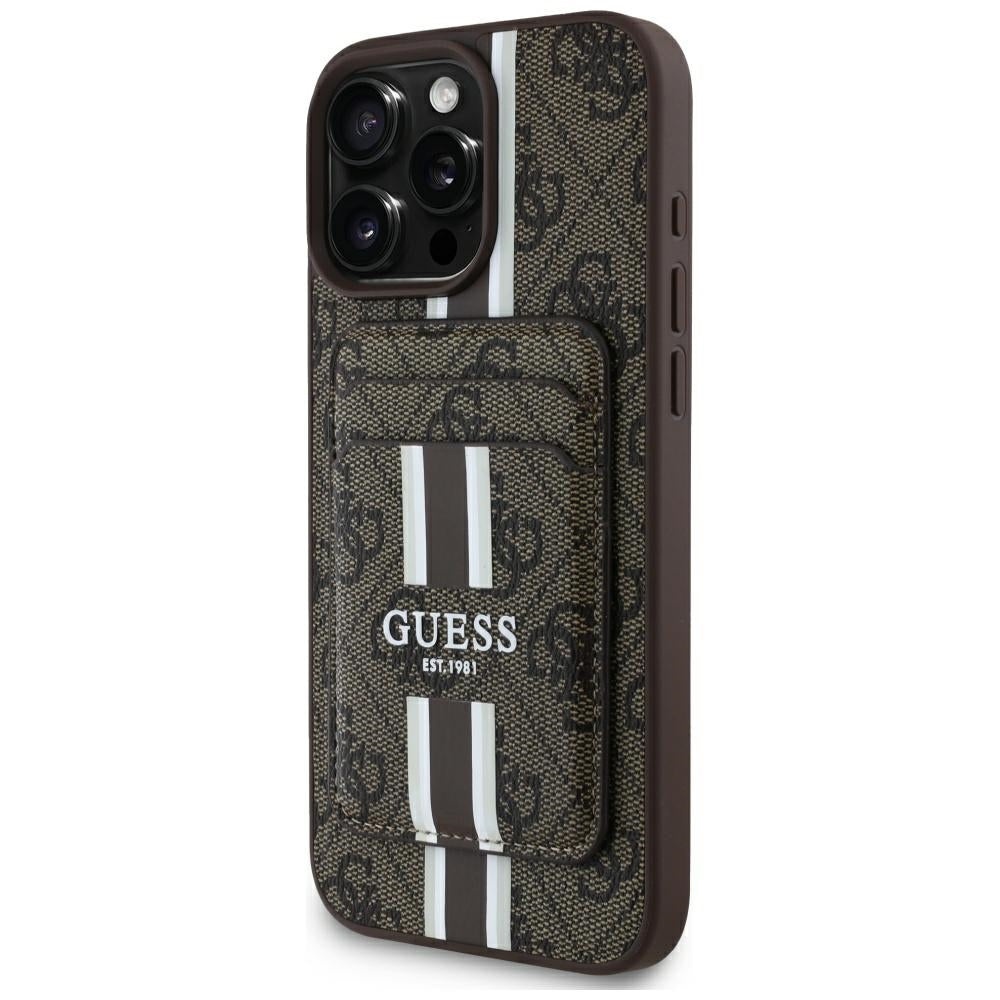 Futrola MagSafe za Apple iPhone 16 Pro Max, Guess, Cardslot 4G Stripes, Smeđa