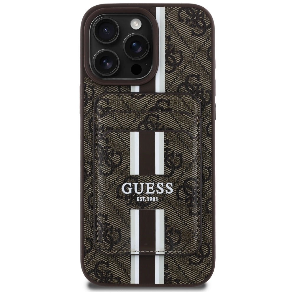 Futrola MagSafe za Apple iPhone 16 Pro Max, Guess, Cardslot 4G Stripes, Smeđa