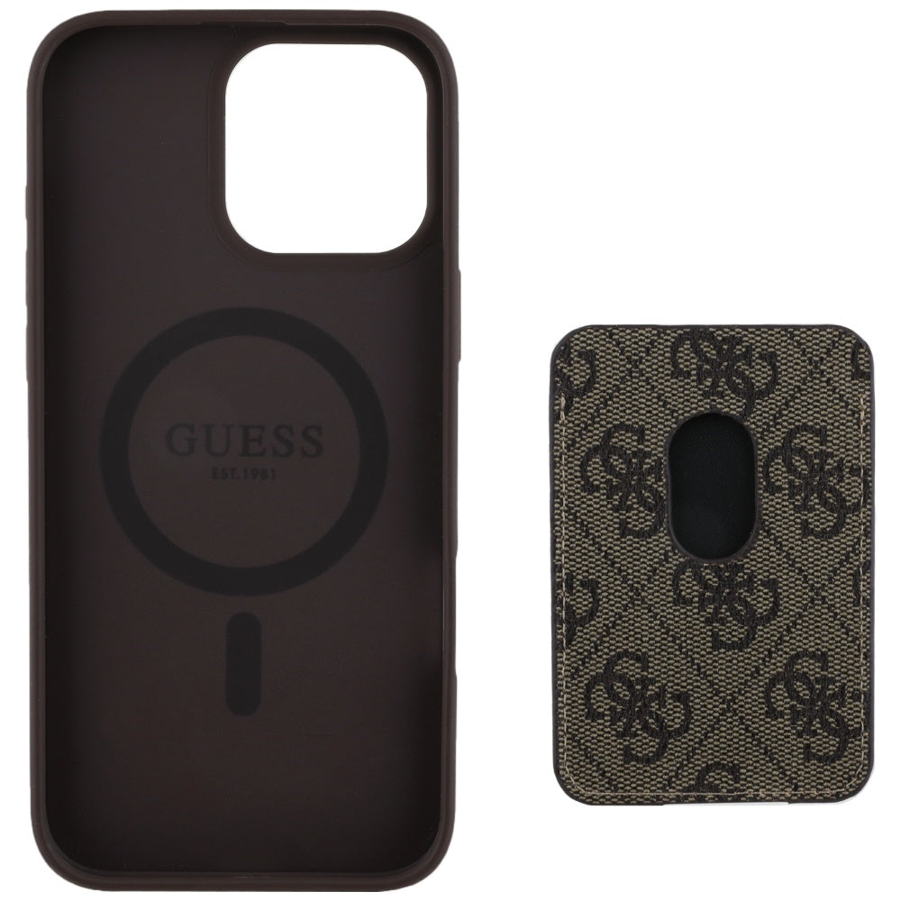 Futrola MagSafe za Apple iPhone 16 Pro Max, Guess, Cardslot 4G Stripes, Smeđa