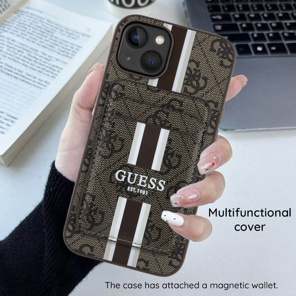 Futrola MagSafe za Apple iPhone 16 Pro Max, Guess, Cardslot 4G Stripes, Smeđa