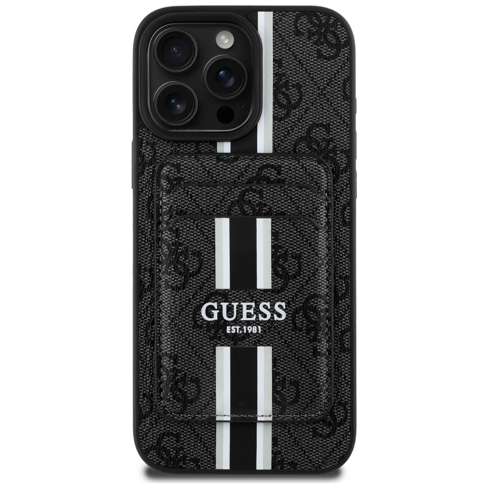 Futrola MagSafe za Apple iPhone 16 Pro Max, Guess, Cardslot 4G Stripes, Crna