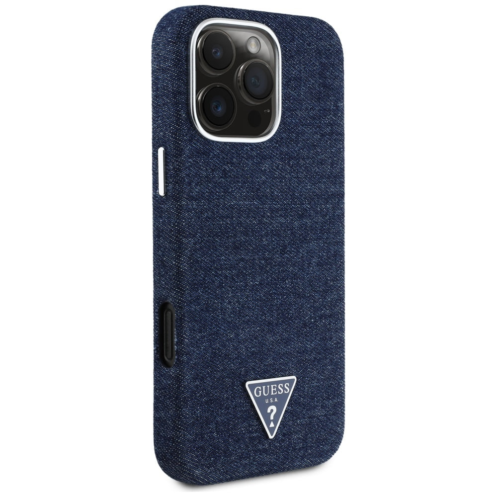 MagSafe futrola za Apple iPhone 16 Pro Max, Guess, Denim Triangle Logo, Plava