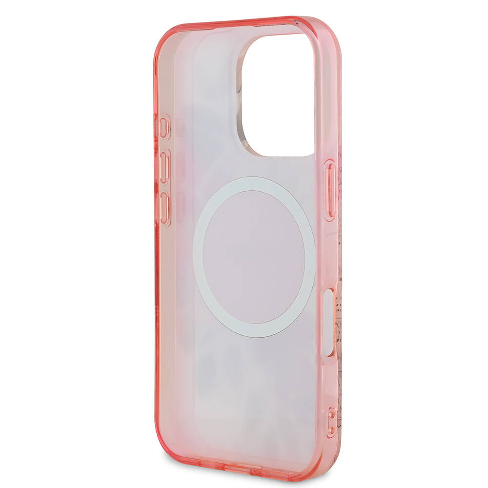 Futrola MagSafe za Apple iPhone 16 Pro Max, Guess, IML Flower & Tonal Circle, Roza