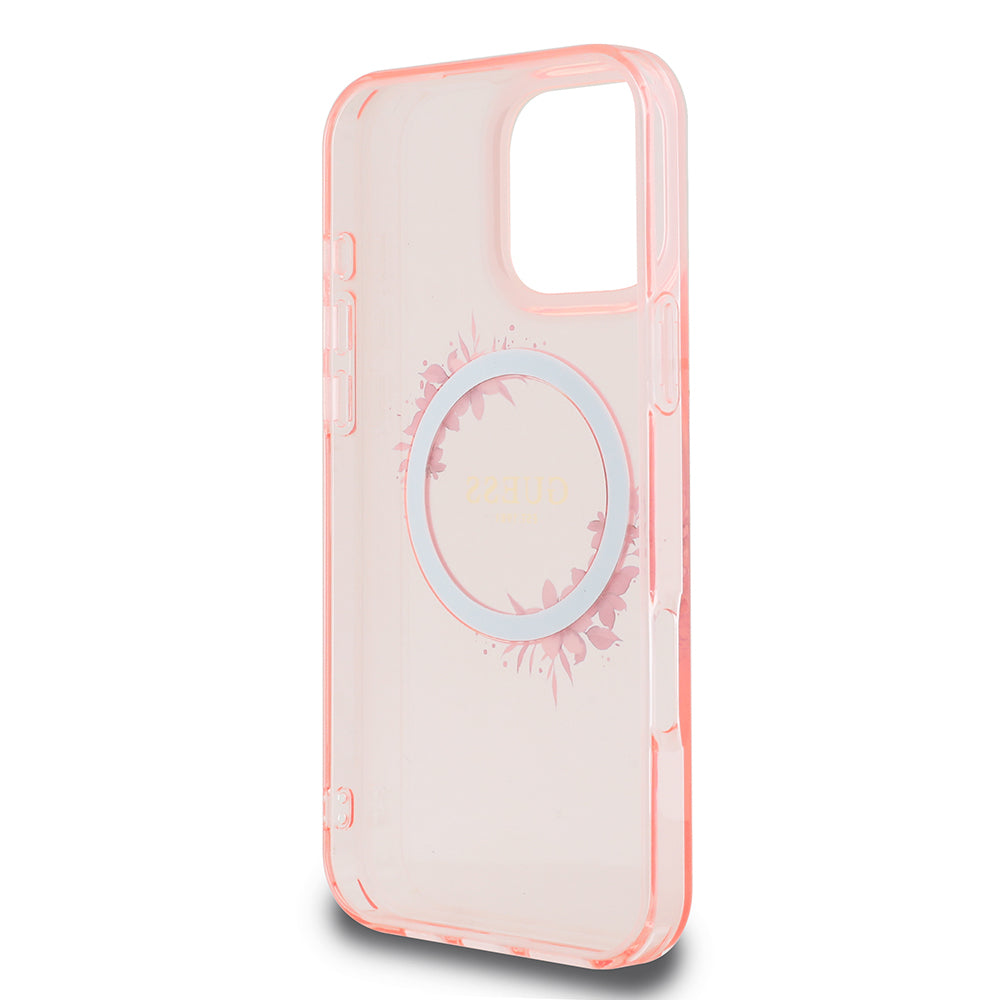 MagSafe futrola za Apple iPhone 16 Pro Max, Guess, IML Flowers Wreath, Roza