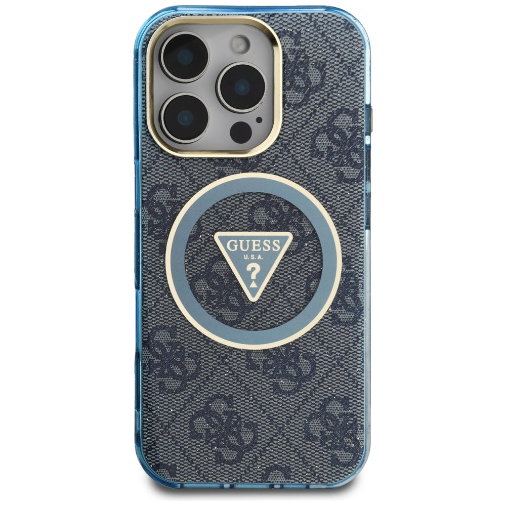 Futrola MagSafe za Apple iPhone 16 Pro Max, Guess, IML Glitter 4G Circle Triangle, Plava