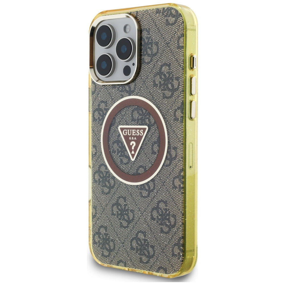 MagSafe futrola za Apple iPhone 16 Pro Max, Guess, IML Glitter 4G Circle Triangle, smeđa