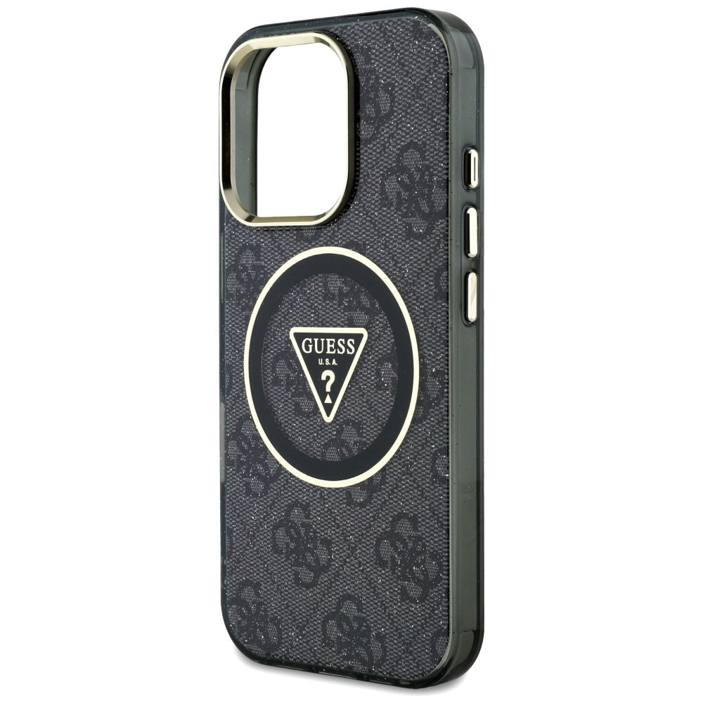 MagSafe futrola za Apple iPhone 16 Pro Max, Guess, IML Glitter 4G Circle Triangle, Crna