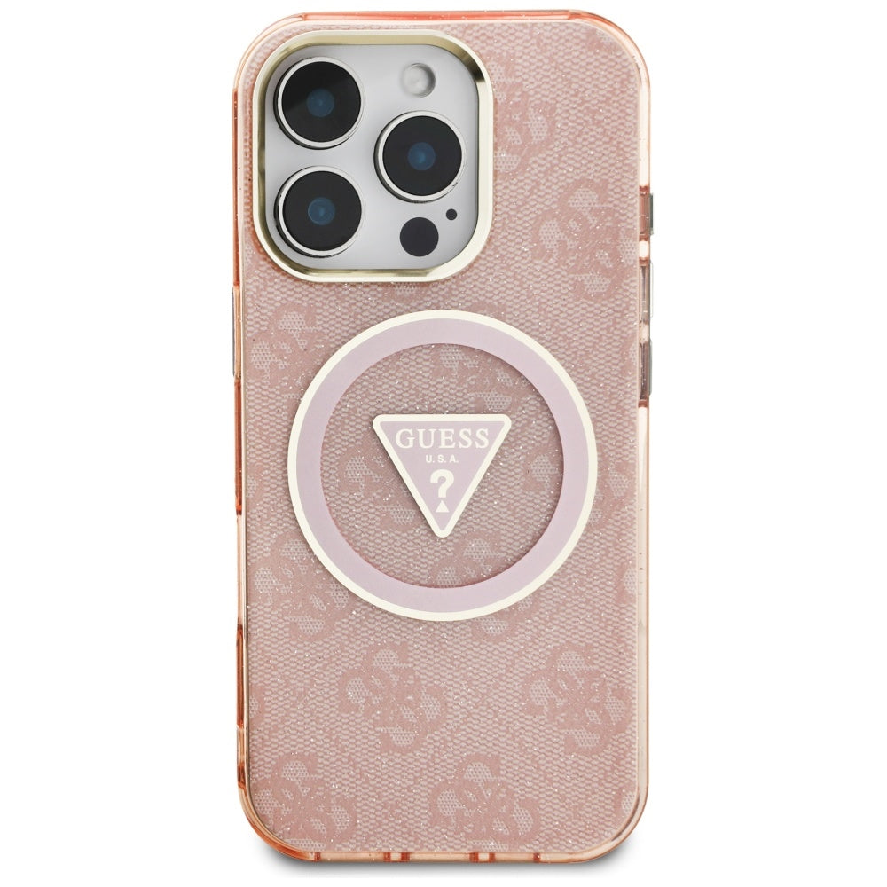 MagSafe futrola za Apple iPhone 16 Pro Max, Guess, IML Glitter 4G Circle Triangle, Roza