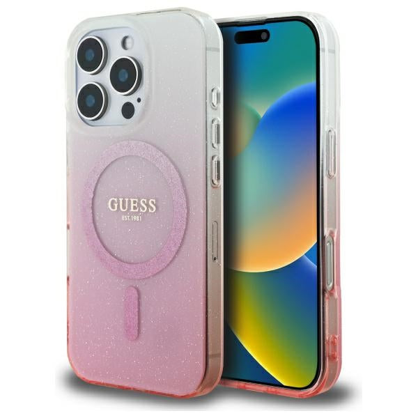 MagSafe futrola za Apple iPhone 16 Pro Max, Guess, IML Glitter Gradient, Roza