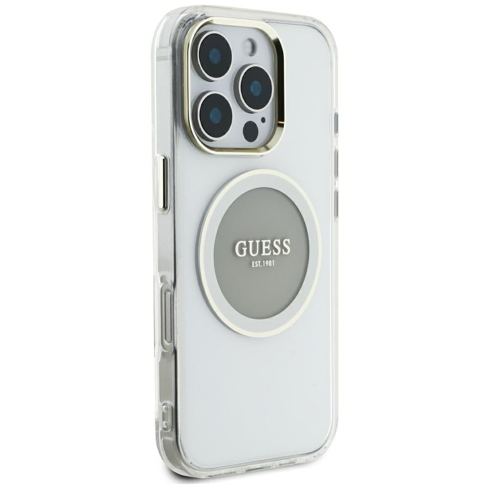 Futrola MagSafe za Apple iPhone 16 Pro Max, Guess, IML Metal Colored Circle, Siva