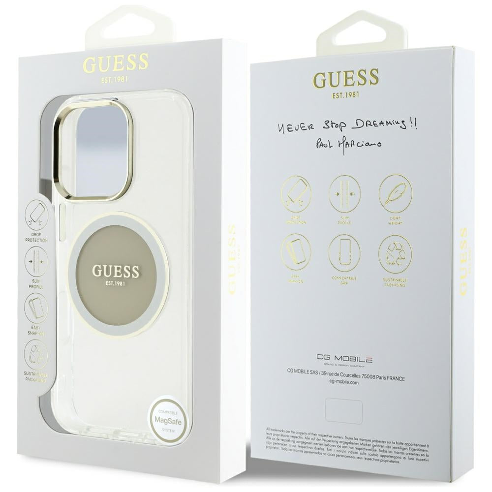 Futrola MagSafe za Apple iPhone 16 Pro Max, Guess, IML Metal Colored Circle, Siva