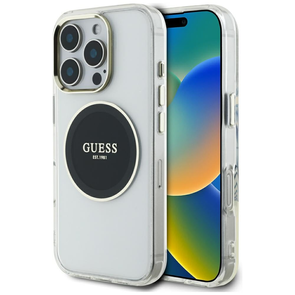 Futrola MagSafe za Apple iPhone 16 Pro Max, Guess, IML Metal Colored Circle, Crna