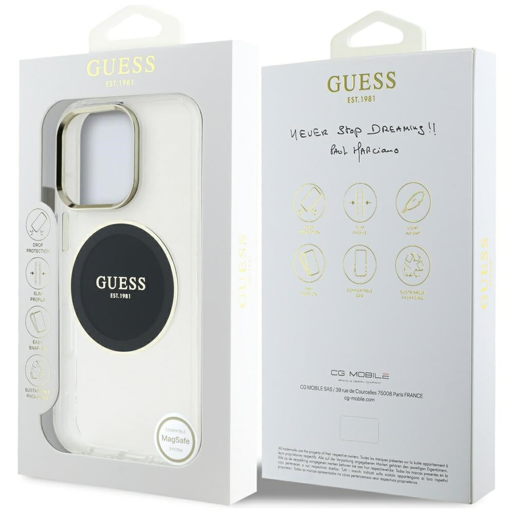 Futrola MagSafe za Apple iPhone 16 Pro Max, Guess, IML Metal Colored Circle, Crna