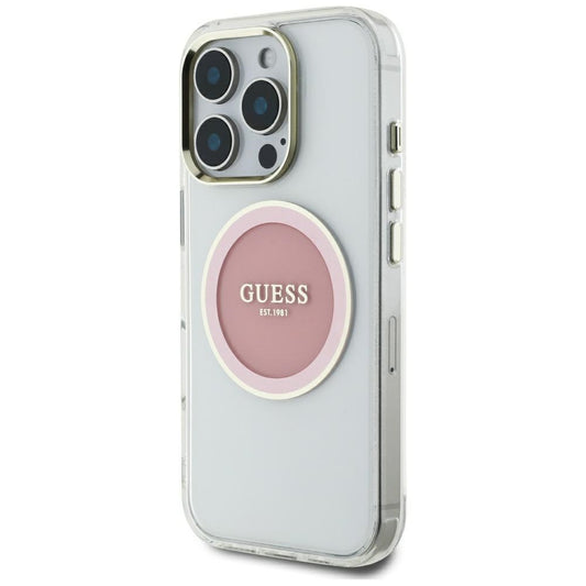 Futrola MagSafe za Apple iPhone 16 Pro Max, Guess, IML Metal Colored Circle, Roza