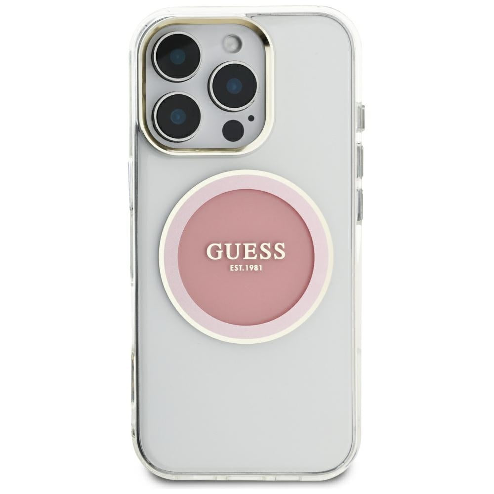 Futrola MagSafe za Apple iPhone 16 Pro Max, Guess, IML Metal Colored Circle, Roza