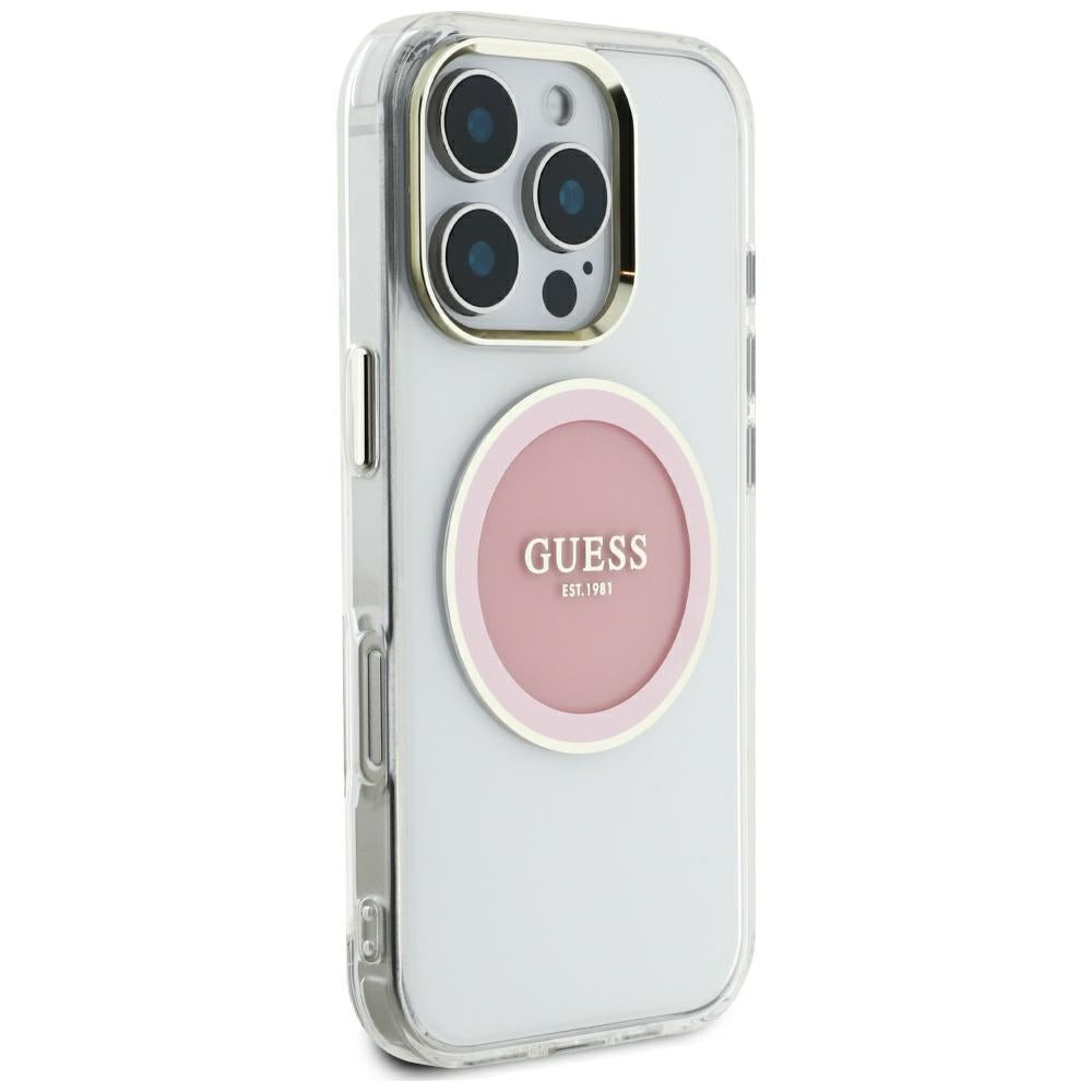 Futrola MagSafe za Apple iPhone 16 Pro Max, Guess, IML Metal Colored Circle, Roza