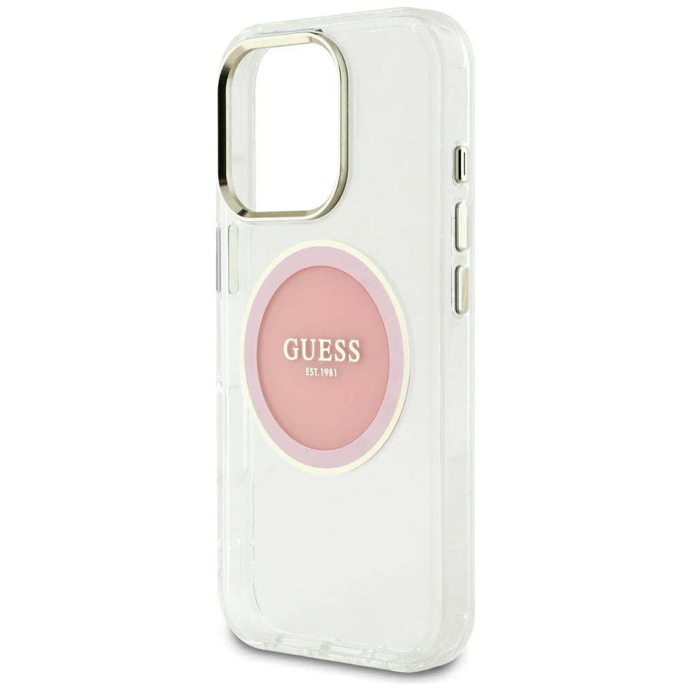 Futrola MagSafe za Apple iPhone 16 Pro Max, Guess, IML Metal Colored Circle, Roza