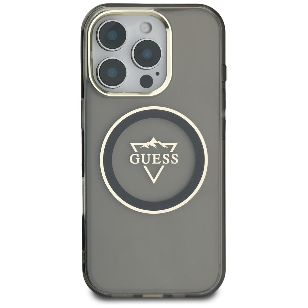 MagSafe futrola za Apple iPhone 16 Pro Max, Guess, IML Metal Mountain Logo, Crna
