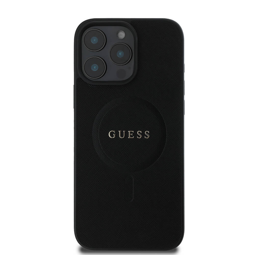 Futrola MagSafe za Apple iPhone 16 Pro Max, Guess, Saffiano Classic Logo, Crna