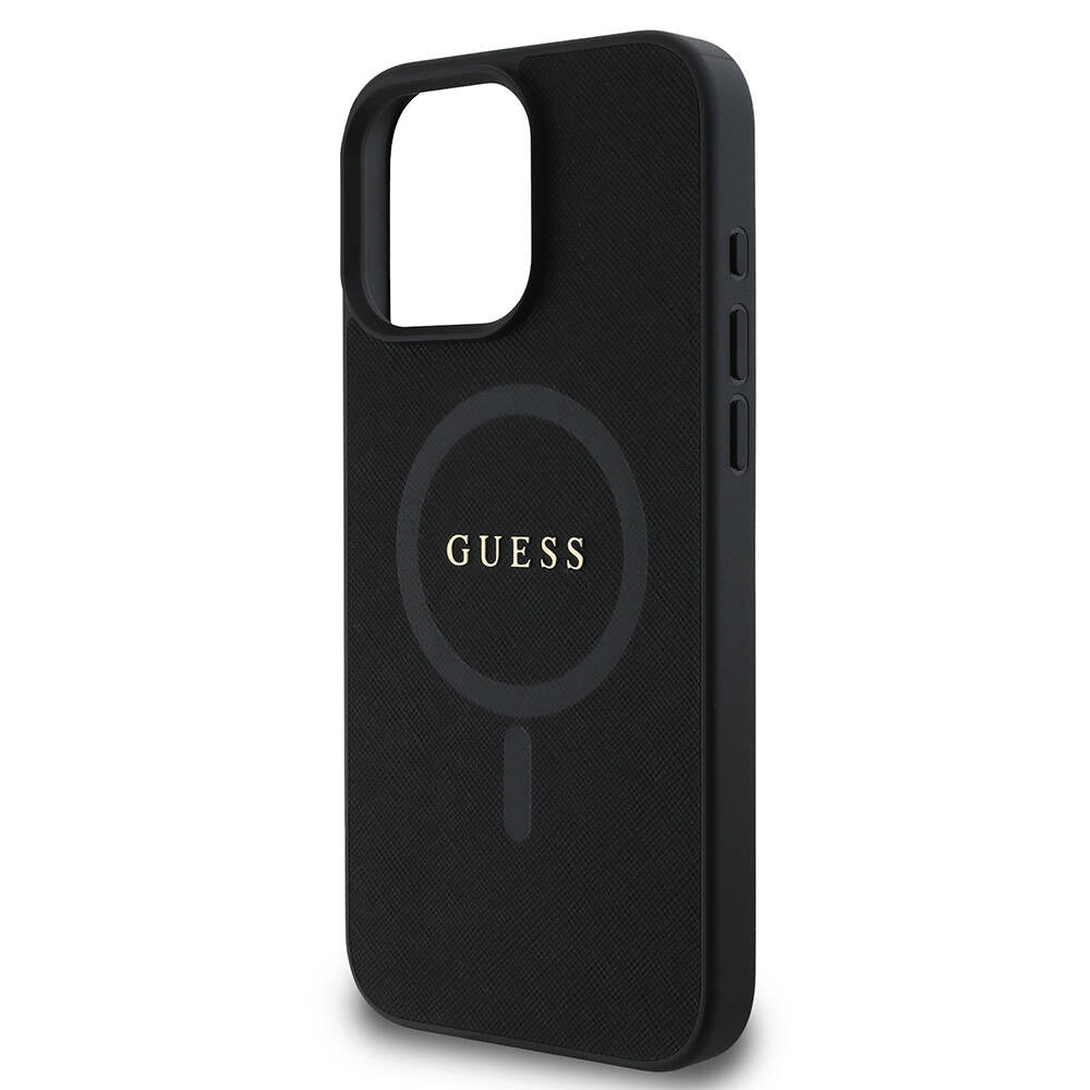 Futrola MagSafe za Apple iPhone 16 Pro Max, Guess, Saffiano Classic Logo, Crna