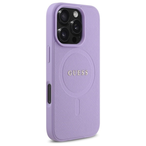 Futrola MagSafe za Apple iPhone 16 Pro Max, Guess, Saffiano, Ljubičasta