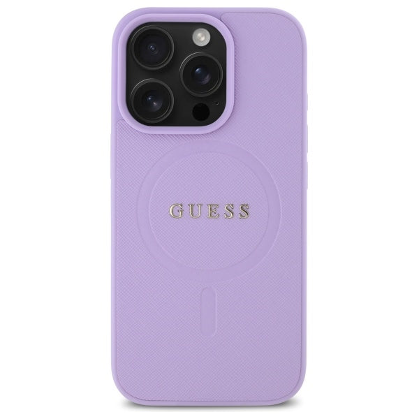 Futrola MagSafe za Apple iPhone 16 Pro Max, Guess, Saffiano, Ljubičasta
