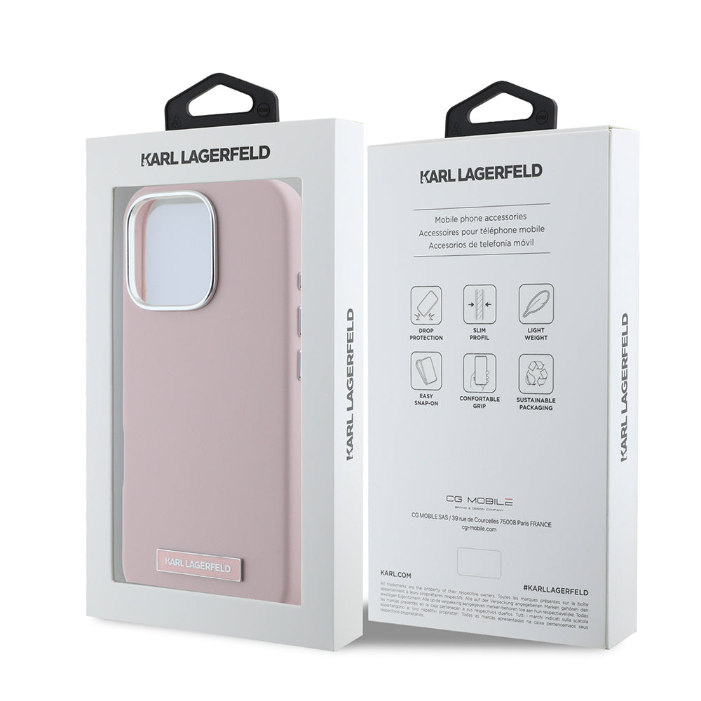 Futrola MagSafe za Apple iPhone 16 Pro Max, Karl Lagerfeld, FW Metal Plate, Roza