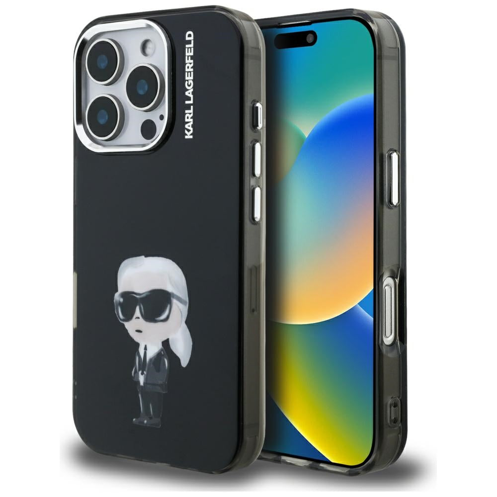 Futrola MagSafe za Apple iPhone 16 Pro Max, Karl Lagerfeld, IML Aquarelle Logo Karl, Crna