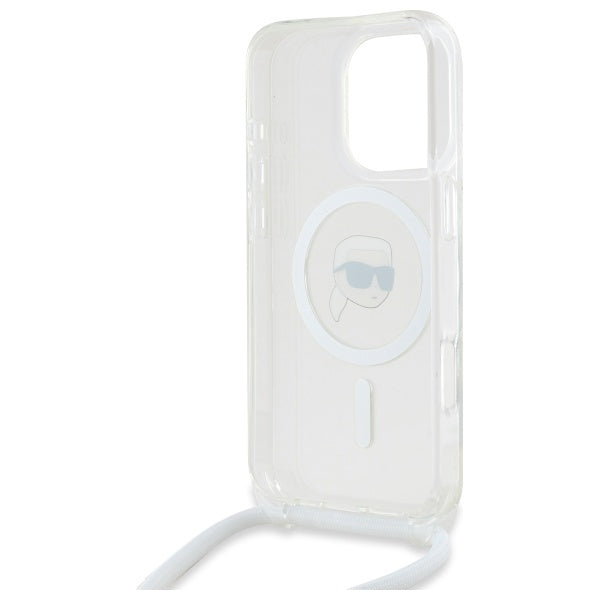 Futrola MagSafe za Apple iPhone 16 Pro Max, Karl Lagerfeld, IML Crossbody Karl's Head, Prozirna