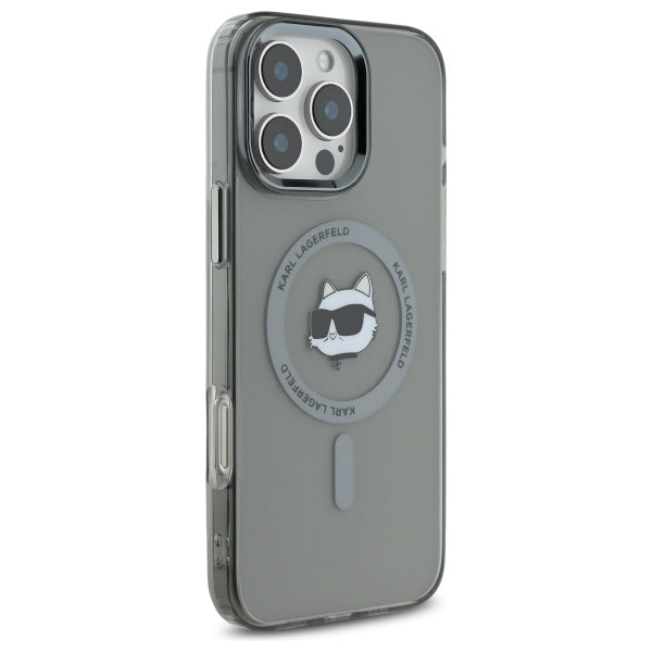 Futrola MagSafe za Apple iPhone 16 Pro Max, Karl Lagerfeld, IML Metal Choupette's Head, Crna