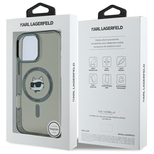 Futrola MagSafe za Apple iPhone 16 Pro Max, Karl Lagerfeld, IML Metal Choupette's Head, Crna