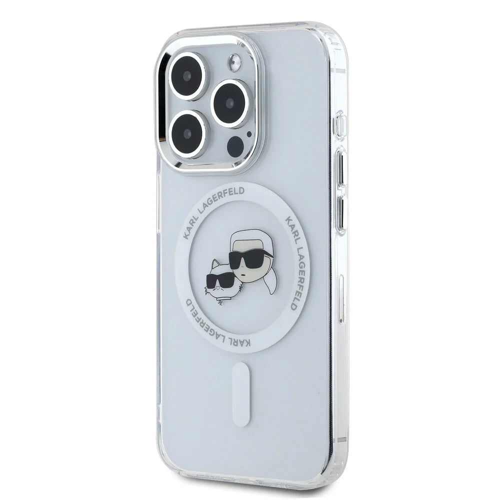 Futrola MagSafe za Apple iPhone 16 Pro Max, Karl Lagerfeld, IML Metal Karl & Choupette's Heads, Bijela
