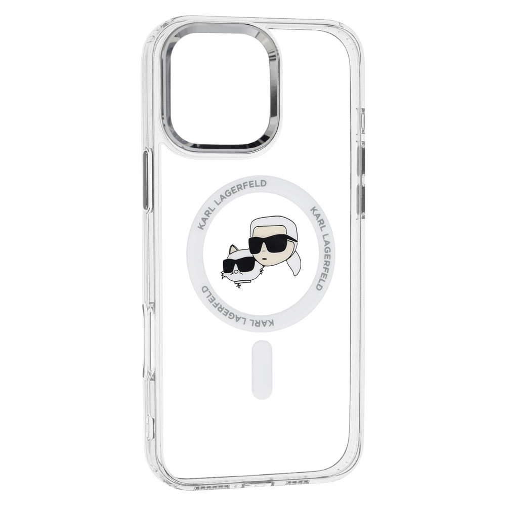 Futrola MagSafe za Apple iPhone 16 Pro Max, Karl Lagerfeld, IML Metal Karl & Choupette's Heads, Bijela