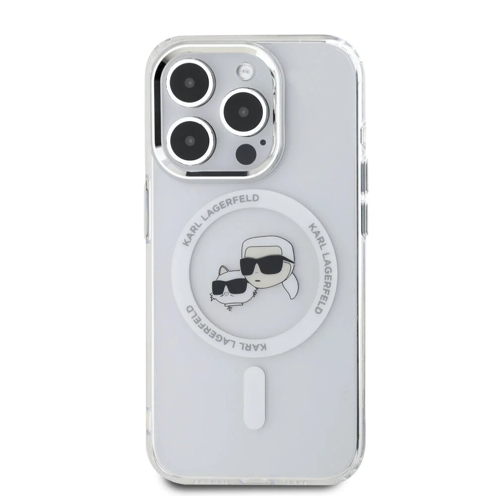 Futrola MagSafe za Apple iPhone 16 Pro Max, Karl Lagerfeld, IML Metal Karl & Choupette's Heads, Bijela