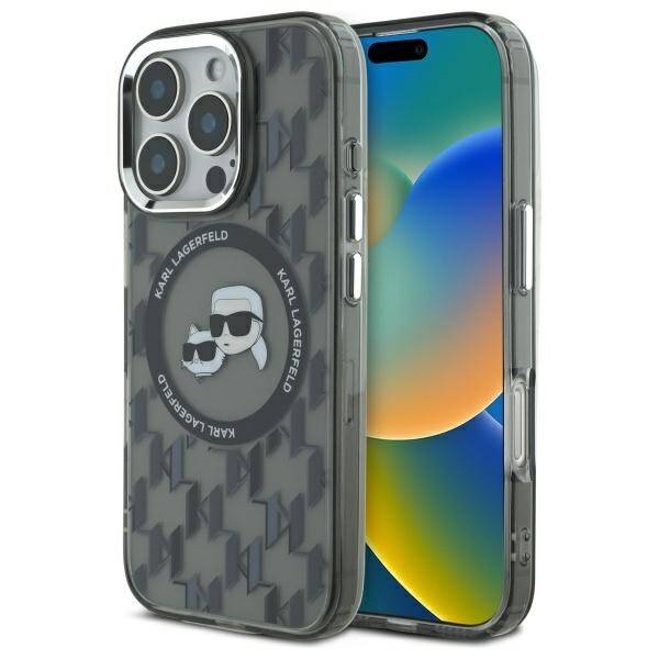 MagSafe futrola za Apple iPhone 16 Pro Max, Karl Lagerfeld, IML Monogram Karl & Choupette's Heads, Crna