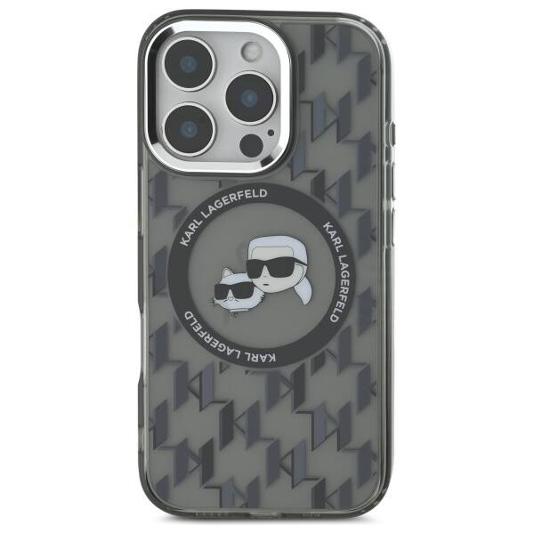 MagSafe futrola za Apple iPhone 16 Pro Max, Karl Lagerfeld, IML Monogram Karl & Choupette's Heads, Crna