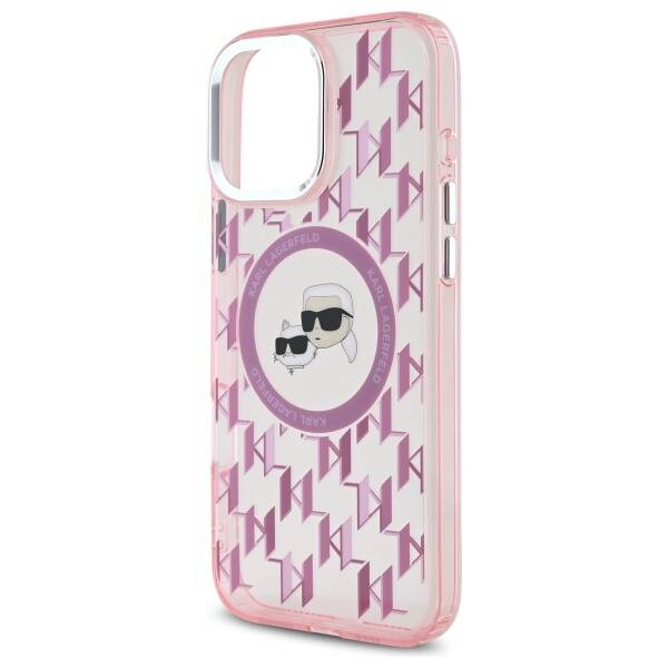 Futrola MagSafe za Apple iPhone 16 Pro Max, Karl Lagerfeld, IML Monogram Karl & Choupette's Heads, Roza