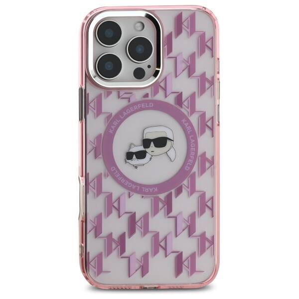 Futrola MagSafe za Apple iPhone 16 Pro Max, Karl Lagerfeld, IML Monogram Karl & Choupette's Heads, Roza