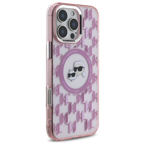 Futrola MagSafe za Apple iPhone 16 Pro Max, Karl Lagerfeld, IML Monogram Karl & Choupette's Heads, Roza